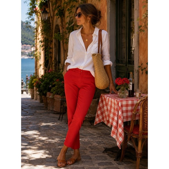 Banana Republic Pants - Banana Republic Sloan Pants Size 10 Tomato Red Ankle Slim Stretch Trousers